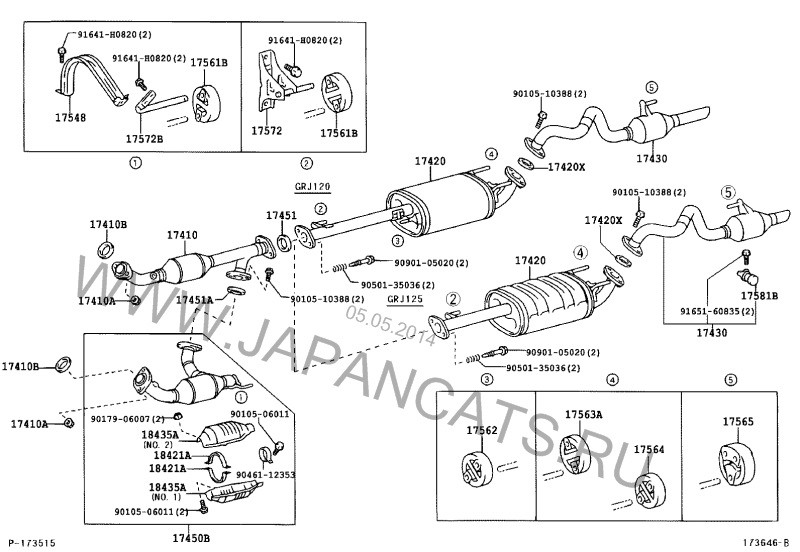 Глушитель 17430-31140   Toyota Land Cruiser Prado