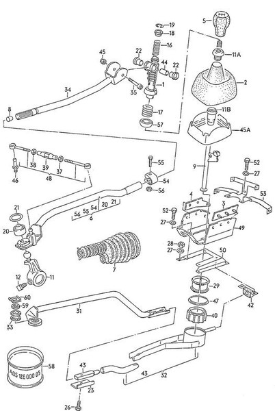 Кулиса в сборе Audi 200  1984 2.1 Бензин Колки
