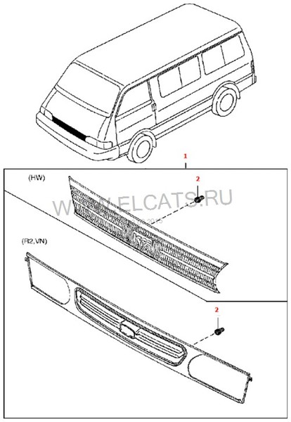 Решетка радиатора, комплект -dummy Kia Besta  1998 2.2 Дизель Харьков