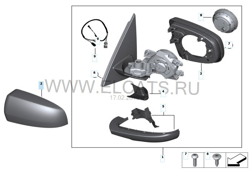 Элементы зеркала правого BMW X5 E70 2011 г.  3.0 л дизель Киев