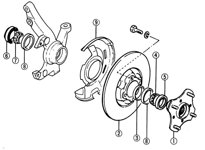 Дистанционный элемент для регулировки предварительного натяжения подшипника Mazda 323  1987 хетчбек 1.6 Бензин 