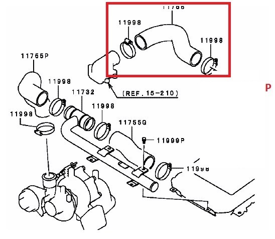 Патрубок интеркулер-турбина Mitsubishi L 200  2005 2.5 Дизель Одесса