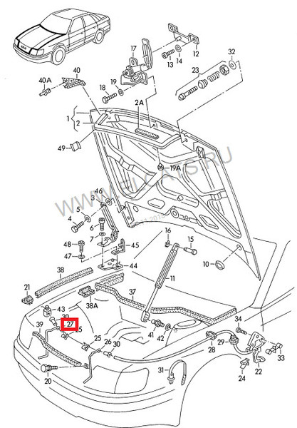 Запирающий рычаг для оси замка Audi 100  1994 2.6 Бензин 