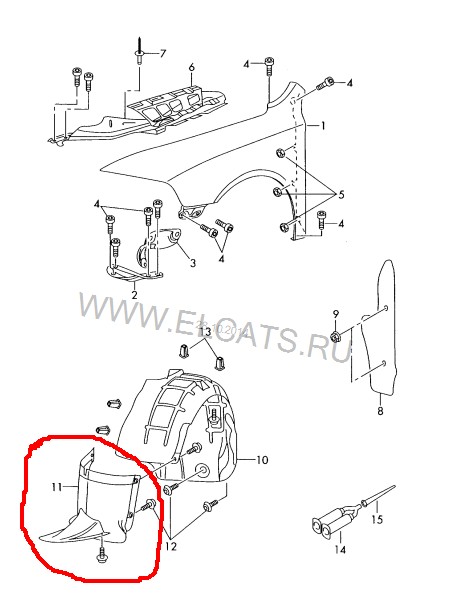 Подкрылок 1Z0809953D   Skoda Octavia, Skoda Octavia A5