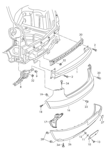 Направляющая кронштейн бампера заднего Volkswagen Golf Plus  2006 хэтчбек 1.6 Бензин Киев