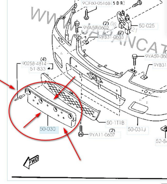 Вставка для номера Mazda 323  2004 1.6 Бензин 