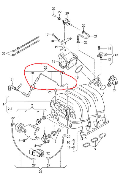 Трубки клапана рециркуляции Audi A6 C6 2006 г.  2.4 л бензин Полтава