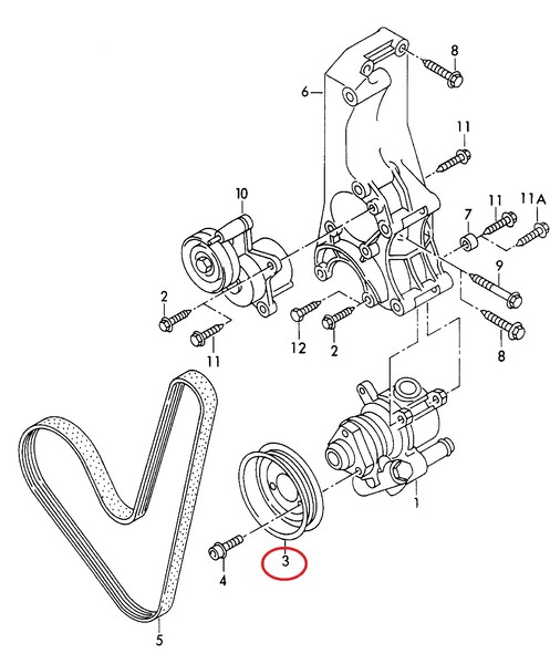 Шкив насоса ГУР 030145269A   Volkswagen Caddy, Volkswagen Golf