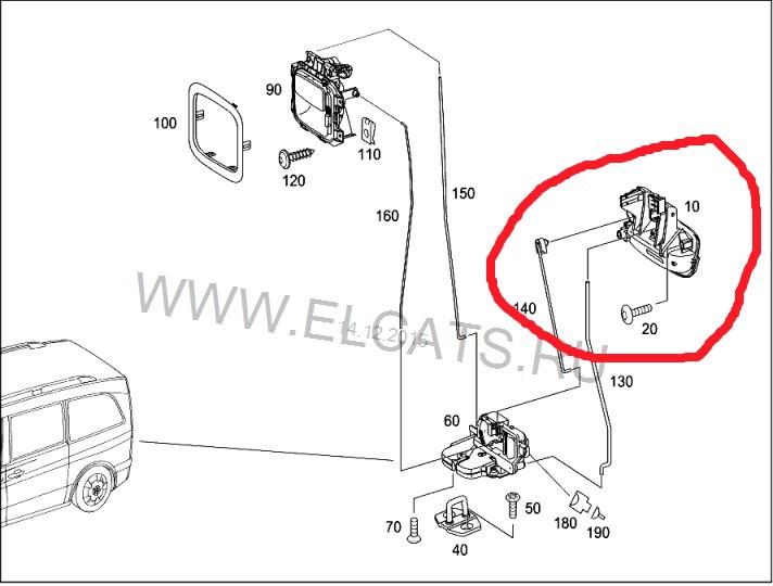 Ручка задней двери A63976006599B27   Mercedes Vito