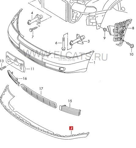 Губа переднего бампера 8D0807110AC3FZ   Audi A4