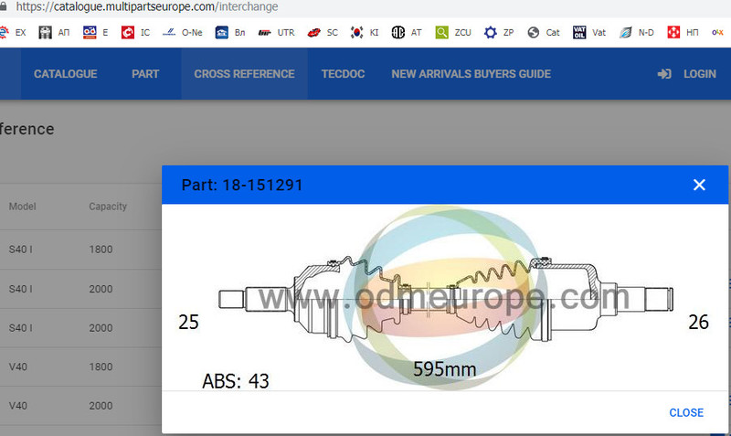 Полуось левая в сборе 8251527   Volvo S40