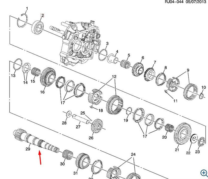 Проміжний вал коробки кпп Chevrolet Aveo  2011 1.3 Дизель 