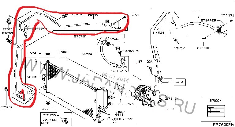 Трубка кондиціонера Nissan Micra K12  2006 хетчбек 1.4 Бензин 