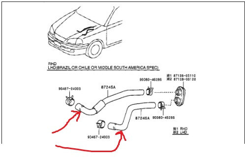 Впускной и отводной шланг отопителя Toyota Avensis  1998 2.0 Бензин Киев