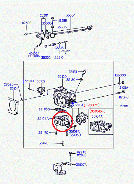 Корпус дросельної заслінки 35104 33135   Hyundai Sonata