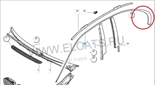 Декоративная планка водосточного желобка правая 51132695282   BMW 3 Series
