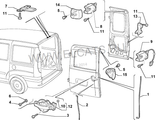 Замок дверей багажника 51757821   Fiat Doblo
