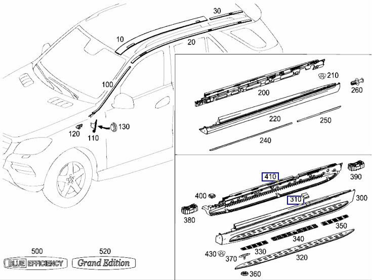 Підніжка ліва A1666980725   Mercedes M-Class