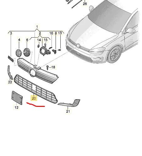 Решетка бампера Volkswagen e-Golf хэтчбек 2016 г.  Луцк