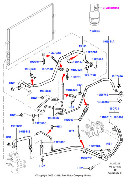 Трубка кондиционера радиатор-компрессор Ford Transit  2012 2.2 Дизель 