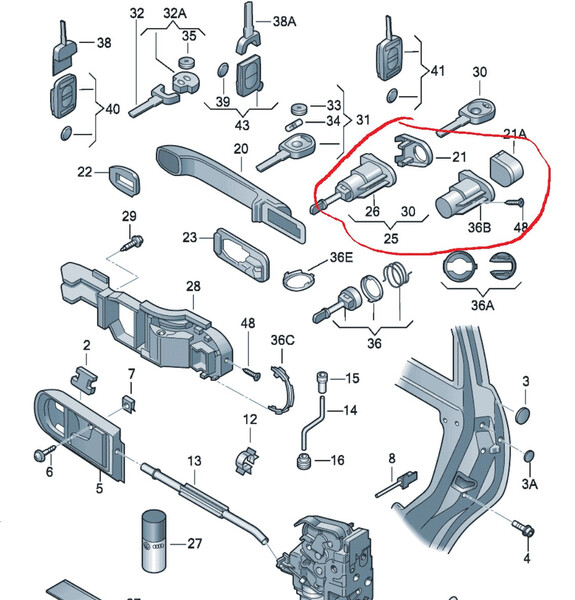 Заглушка ручки Skoda Octavia Tour  2008 хэтчбек 1.9 Дизель Новоукраинка