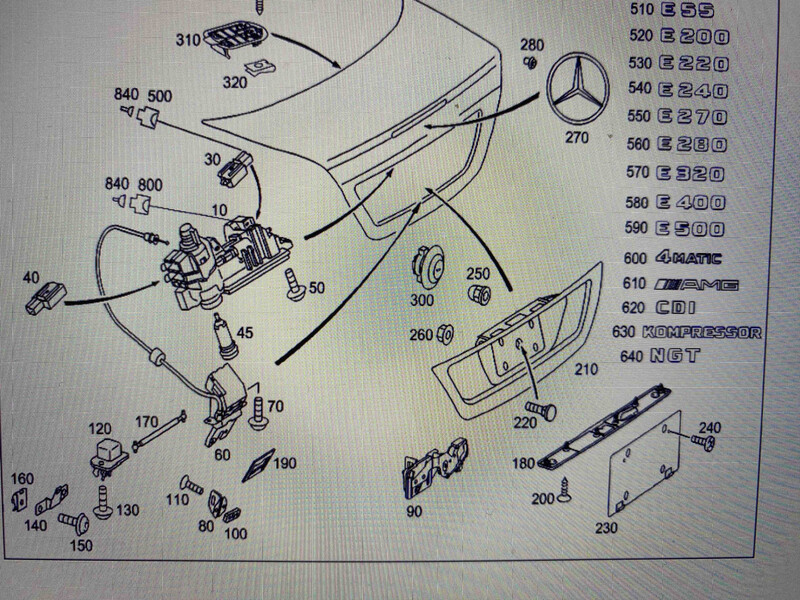 Замок багажника А 203 750 00 85   Mercedes C-Class, Mercedes E-Class