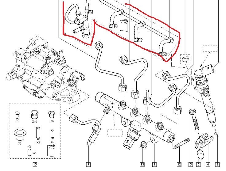 Трубка обратки форсунок 7701479003   Renault Grand Scenic, Renault Megane, Renault Scenic