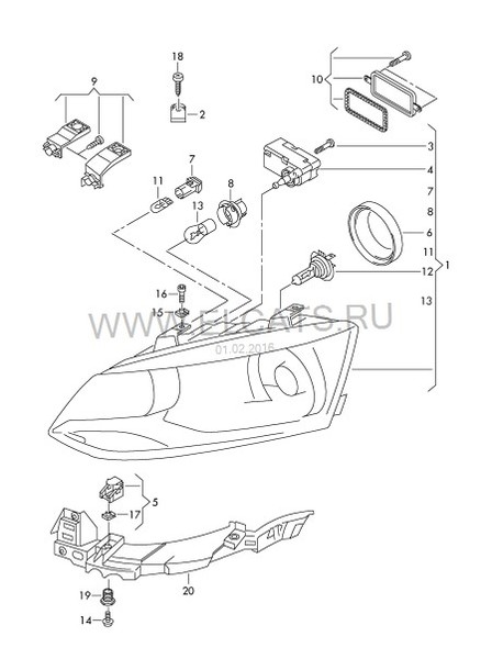 Направляюча переднього бампера 6RU805071A   Kia Cerato, Volkswagen Polo