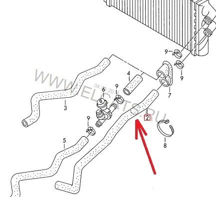 Патрубок печки 4A0819371AF   Audi 100, Audi A6