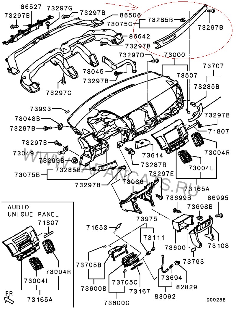 Накладка на торпедо Mitsubishi Lancer X  2011 2.0 Бензин Львов