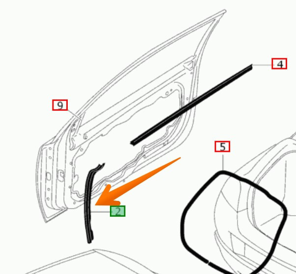 Уплотнитель двери лівий між дверкою / крилом Volvo C30  2011 купе 1.6 Дизель Ковель