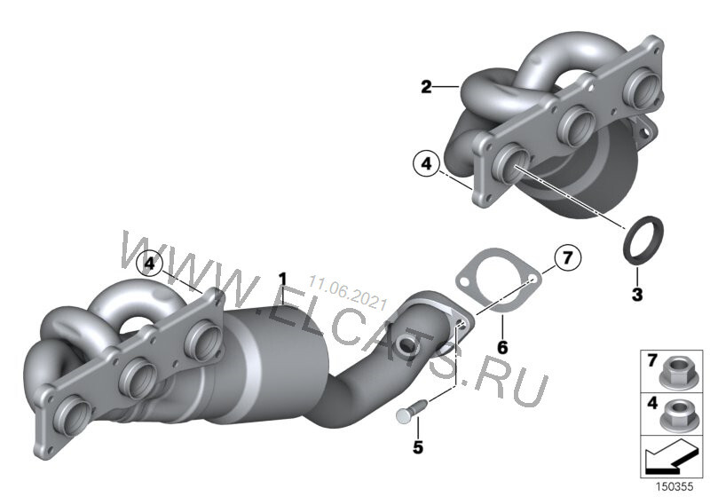 Выпускные коллектора BMW 5 Series E60  2007 3.0 Бензин 