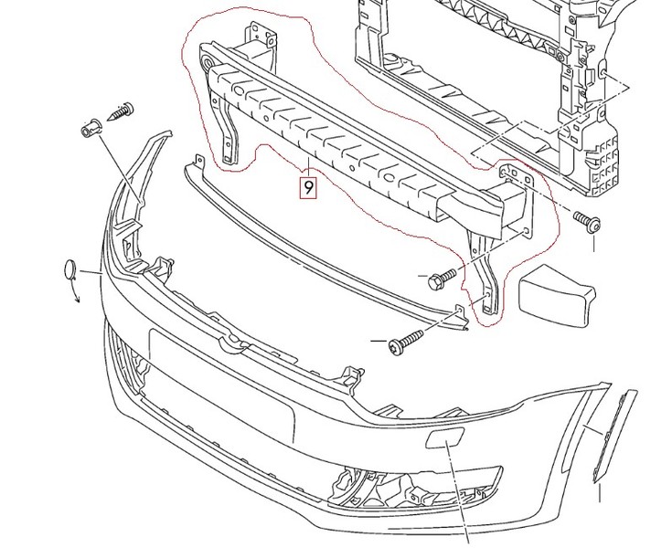 Підсилювач бампера 6RU807109A   Volkswagen Polo